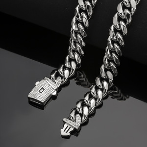 Collar de cadena cubana Miami de acero inoxidable para hombre, estilo moderno y resistente - Product Image 3