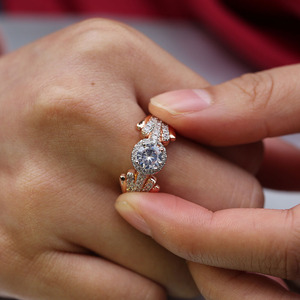Two Tone Ring For Women Sparkling Stone Simple Fashion Finger Jewelry <b>Gift</b> - Product Image 3