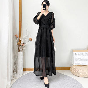 Ingrosso 2021 nuove donne estate puro colore semplice gonna <span class=keywords><strong>lunga</strong></span> sopra il <span class=keywords><strong>ginocchio</strong></span> abito lungo femminile gonna sottile e sottile - Product Image 3