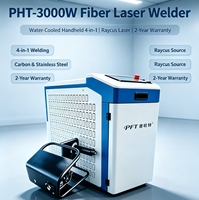 Soudeuse à fibre optique portative PHT-3000W refroidie par eau, fonction quatre-en-un, acier au carbone, acier inoxydable, garantie de 2 ans, prix compétitif