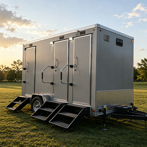 Remorque de toilettes mobiles de luxe à 3 postes, portable, pour extérieur, avec salle de bain et douche - Product Image 1