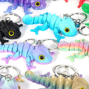 Vashine 3D personnalisé OEM imprimé coloré PLA porte-clés enfants figurines d'action Joint jouets mobiles mignon amical dessin animé caméléon - Product Image 1