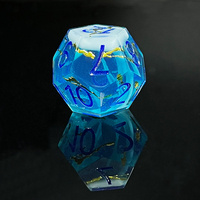 Dés en résine du MDN à tranchants pour donjons et dragons Ensemble de bleu de glace en couches fabriqué à la main pour adultes jeux de dés imprimés personnalisés