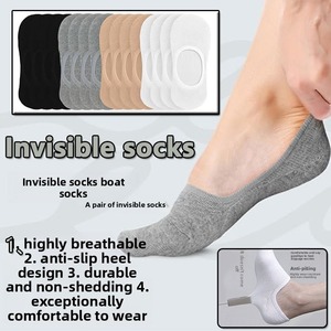 Chaussettes invisibles pour femmes, respirantes, en coton, antidérapantes, tissées, couleur unie, usage quotidien, automne - Product Image 3