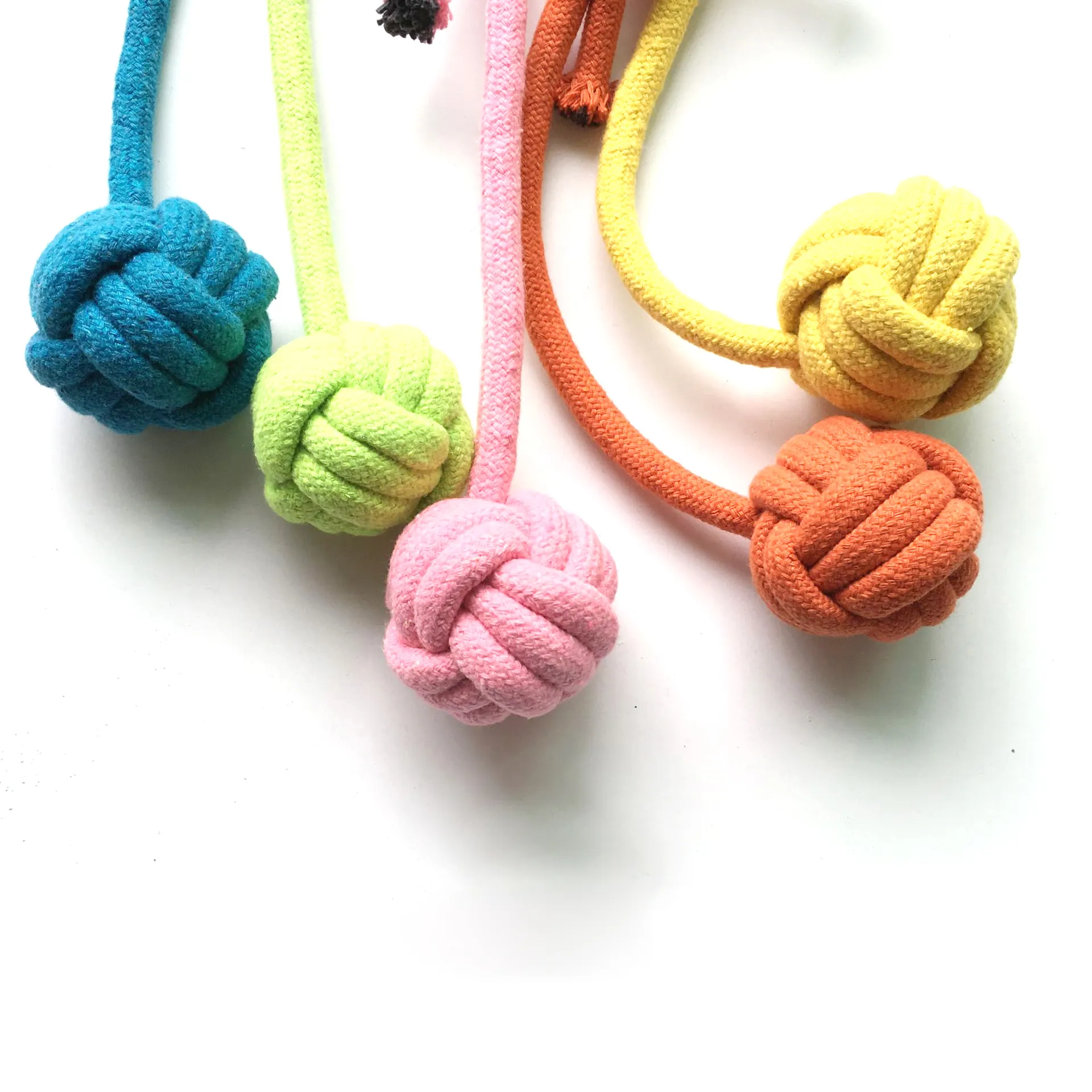 2024 New arrival hot sale puppy chewing toy pink blue pet cotton knot toy hemp rope interactive bite-resistant molar dog toy- Ma