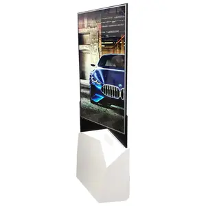 뜨거운 55 인치 양면 바닥 서 투명 디지털 간판 듀얼 시스템 OLED 스크린 광고 플레이어