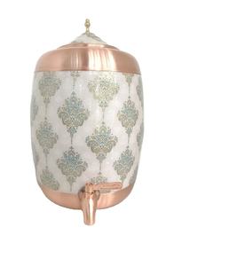 Distributeur d'eau en cuivre pur imprimé de qualité supérieure de 8 litres / Matka avec robinet anti-fuite, design classique pour la maison et le bureau, bienfaits ayurvédiques pour la santé - Product Image 2