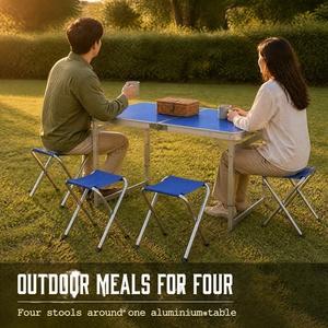 Table <span class=keywords><strong>de</strong></span> camping pliante en alliage d'aluminium pour bureau, extérieur et pique-nique, avec 6 chaises - Product Image 6