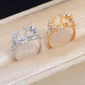 Anneau en argent S925 plaqué or 14 carats, accessoire de bricolage, glace et neige, réglable, 11-12 mm, support vide pour bijoux en perles, taille 3 mm - Product Image 3