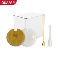 QUAFF boîte blanche pour tasse de 11oz boîte rose mousse couvercle en céramique cuillère en céramique et couvercle en bambou cuillère en or matériel d'emballage