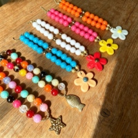 Collier tendance en perles acryliques colorées Dopa Mine, avec pendentifs bohèmes fleur, poisson et étoile, bijoux pour femmes
