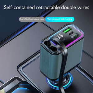 ที่ชาร์จในรถยนต์แบบเร็ว 4-in-1 กำลังไฟ 120W รุ่นใหม่ พร้อมสายชาร์จแบบยืดหดได้ รองรับ PD Charge และ QC3.0 สำหรับโทรศัพท์มือถือ แรงดันไฟฟ้า 12-24V ช่องชาร์จ 4-in-1 - Product Image 5