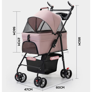 Poussette de <span class=keywords><strong>transport</strong></span> pour animaux de compagnie, <span class=keywords><strong>chien</strong></span>, chat, portable, pliable, légère, détachable, 4 roues, maille Oxford, petite et moyenne taille, <span class=keywords><strong>chariot</strong></span> à pousser - Product Image 2