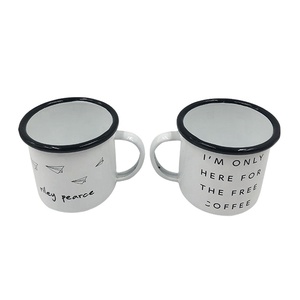Custom White Logo Printing Metal Enamel <b>Cup</b> Custom Steel Enamel <b>Camping</b> Mug with Logo Premium Promotional Drinkware - Product Image 5