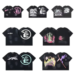 Camiseta Hell Star NFC de 300g, 100% Algodón, Corte Regular para Hombre y Mujer, Manga Corta, Estilo Casual de Verano, Estampado Animal, Estilo Japonés <span class=keywords><strong>Vintage</strong></span> Lavado - Product Image 1