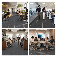 Dalles de moquette modulaires en PP 100 % ignifuges de haute qualité 25*100cm pour bureaux et espaces commerciaux à fort trafic (vente en gros)