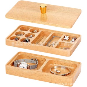 Wooden <b>Jewelry</b> Box Rectangle With Lid Multi Compartment For Storage <b>Organizing</b> Accessories Gift Packaging - Product Image 5
