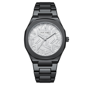 Montre pour homme d'affaires, nouveau style, tendance - montre à quartz étanche avec relief tridimensionnel en forme de feuille - Product Image 3