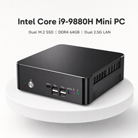Mini PC Intel Core I9 9880h DDR4 64GB, Dual M.2 SSD, Mini PC Bisnis dengan Dual 2.5G LAN, USB 4.0, OCuLink, Windows 11 Pro