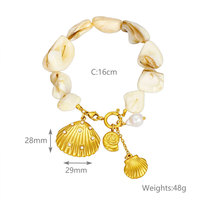 Collier anti-ternissement élégant en acier inoxydable 316L plaqué or PVD 14K 18K, bracelets tendance coquillages océaniques avec breloques, ensemble pour femme