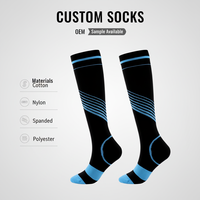 Chaussettes de compression unisexes CY en tricot Spandex/Nylon/Coton respirantes à séchage rapide, avec revers régulier, logo et motif 3D, pour le sport printanier