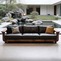 Nuevo Sofá Tradicional Minimalista Estilo 2026 Hecho de Madera Sólida de Nogal Americano, Estilo Italiano, Disposición Recta para Sala de Estar