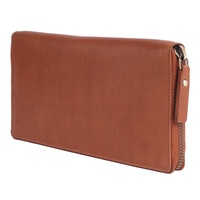 Dompet Panjang Wanita Kulit Asli Anti RFID dengan Ritsleting dan Kancing, Desain Menarik 18.5cm, Pilihan Logo Kustom, Laris Terjual