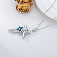 Bijoux de crémation personnalisés Cendres Pendentif papillon en argent sterling 925 Collier croix urne de crémation