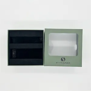 Custom watch gift box Lid And Base Gift Packaging Blue Paper Box With Clear Window