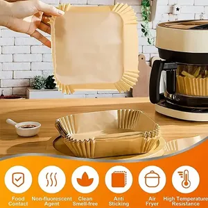 <span class=keywords><strong>Papel</strong></span> <span class=keywords><strong>de</strong></span> Hornear Personalizado para Freidora <span class=keywords><strong>de</strong></span> Aire, 120 Piezas, Desechable, Cuadrado, Resistente al Aceite y al Agua, para Alimentos y Pan - Product Image 2
