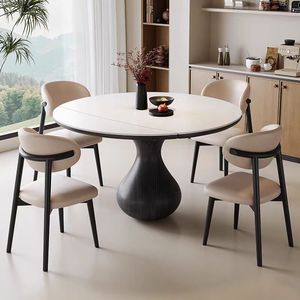 Rắn gỗ và đá tấm bàn ăn và ghế thiết lập mô hình mới cho nhà sử dụng vuông và vòng dual-sử dụng gấp bàn tròn - Product Image 3