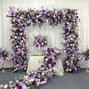 Promessa giglio della valle fiori artificiali Bouquet rosa fiore artificiale arco viola e bianco per la decorazione di nozze - Product Image 1