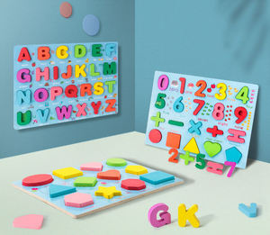 Early Education Hand Grasping Board Cognitive Matching Bigger Blocks ,easy to Catch . Wooden Alphabet Puzzles - Product Image 3