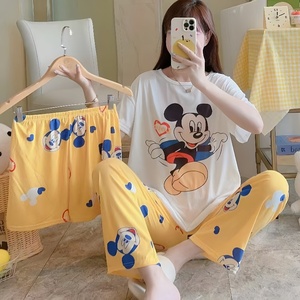 Set pigiama Casual in vita elastica traspirante da donna 3 pz abbigliamento da <span class=keywords><strong>notte</strong></span> con stampa animalier cartone animato taglia unica per l'estate autunno primavera <span class=keywords><strong>notte</strong></span> - Product Image 4