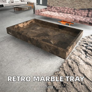 ถาดวางโต๊ะหินอ่อนแบบย้อนยุคทรงกาแฟลึกที่กำหนดเองทันสมัยถาดล้างห้องน้ำชั้นเดียวที่มีความยืดหยุ่นสำหรับห้องนั่งเล่น - Product Image 2
