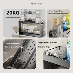 <span class=keywords><strong>Escurridor</strong></span> <span class=keywords><strong>de</strong></span> Platos Desmontable <span class=keywords><strong>de</strong></span> Acero al Carbono para Fregadero <span class=keywords><strong>de</strong></span> Cocina Moderno, Organizador <span class=keywords><strong>de</strong></span> Esponjas, Detergente <span class=keywords><strong>y</strong></span> Paños - Product Image 3