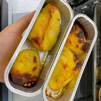Boîte à repas en aluminium longue, chauffable au four, pour friture, cuisson au four, boîte à durian, boîte à gâteau au fromage, boîte rectangulaire, capacité de 200 ml