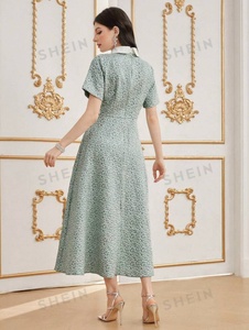 Telas Textiles Jacquard con Relieve, 100% Poliéster, para Confección de Vestidos Jacquard de Manga Corta con Detalles Calados para Mujer - Product Image 5
