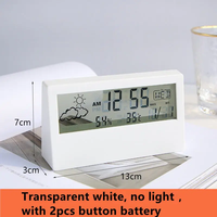 Termómetro Higrómetro Digital LCD con Pronóstico del Tiempo, Reloj Despertador Electrónico Moderno y Bonito