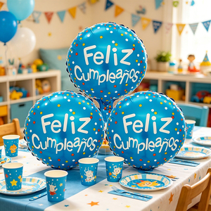 Palloncini in Foil Stampati in Serigrafia a 6 Colori 'Party Love Happy Birthday' Rotondi 10 Pollici Metallizzati per Decorazioni - Product Image 3