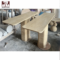Console de style européen moderne en travertin massif pour hall d'entrée, meuble minimaliste pour salon, idéal pour la maison ou l'hôtel