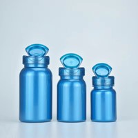 Botella de plástico con tapa azul nacarado Embalaje para el cuidado de la salud de grado alimenticio