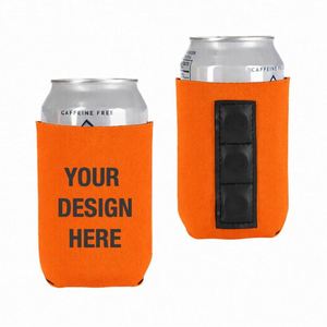 Porte-canette magnétique en néoprène personnalisé avec logo, pliable, pour activités promotionnelles - Product Image 1