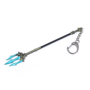 Accesorios del juego War God Llavero <span class=keywords><strong>Trident</strong></span> of the Sea God Colgante de metal y joyería del rey del mar - Product Image 1