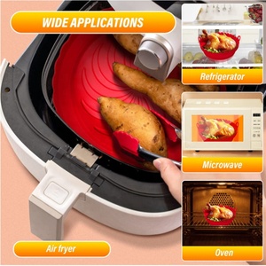 Bandeja para hornear de grado alimenticio plegable, revestimiento de <span class=keywords><strong>silicona</strong></span> redondo reutilizable para cocina, cesta, molde de <span class=keywords><strong>silicona</strong></span>, freidora de aire - Product Image 4