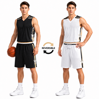 Maillot de basket-ball personnalisé de style populaire, de qualité supérieure, avec short, réversible, pour les matchs de basket-ball