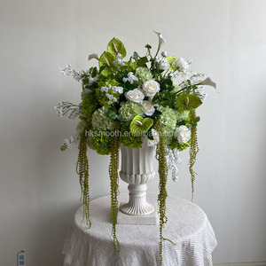 SMOOTH ขายส่ง ช่อดอกไม้ขนาดใหญ่ 70 ซม. ทรงกลม สำหรับงานแต่งงาน สีขาวเขียว ช่อดอกไม้ประดิษฐ์จากผ้าไหม - Product Image 3