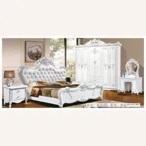 Tocador de maquillaje blanco, tocador con tapa de cristal, muebles de dormitorio, puerta corredera, armario de madera, almacenamiento, cama King