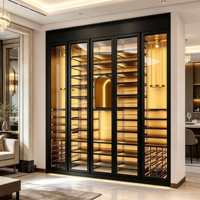 Réfrigérateur thermoélectrique à porte vitrée avec cadre noir et contour doré, cave à vin, armoire murale, bar de luxe pour la maison, étagère de rangement pour vin
