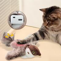 Jouet pour chat en peluche électrique mignon avec simulation de son de secousse gravitationnelle et bâton qui bat des ailes automatiquement pour une utilisation en intérieur